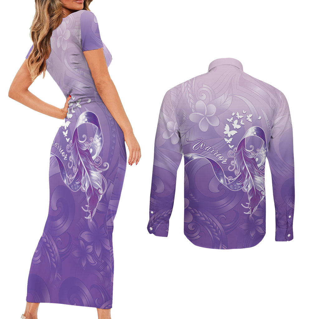 Lupus Awareness Month Couples Matching Short Sleeve Bodycon Dress and Long Sleeve Button Shirt Polynesian Style LT05 - Polynesian Pride