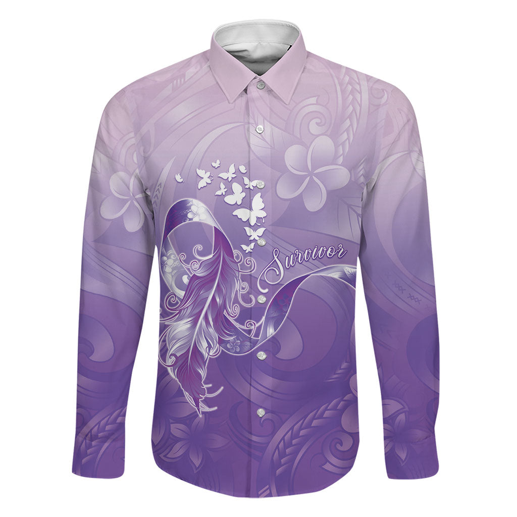 Lupus Awareness Month Family Matching Puletasi and Hawaiian Shirt Polynesian Style LT05 Dad's Shirt - Long Sleeve Lilac - Polynesian Pride