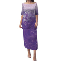 Lupus Awareness Month Family Matching Puletasi and Hawaiian Shirt Polynesian Style LT05 Mom's Dress Lilac - Polynesian Pride
