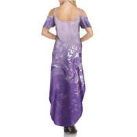 Lupus Awareness Month Family Matching Summer Maxi Dress and Hawaiian Shirt Polynesian Style