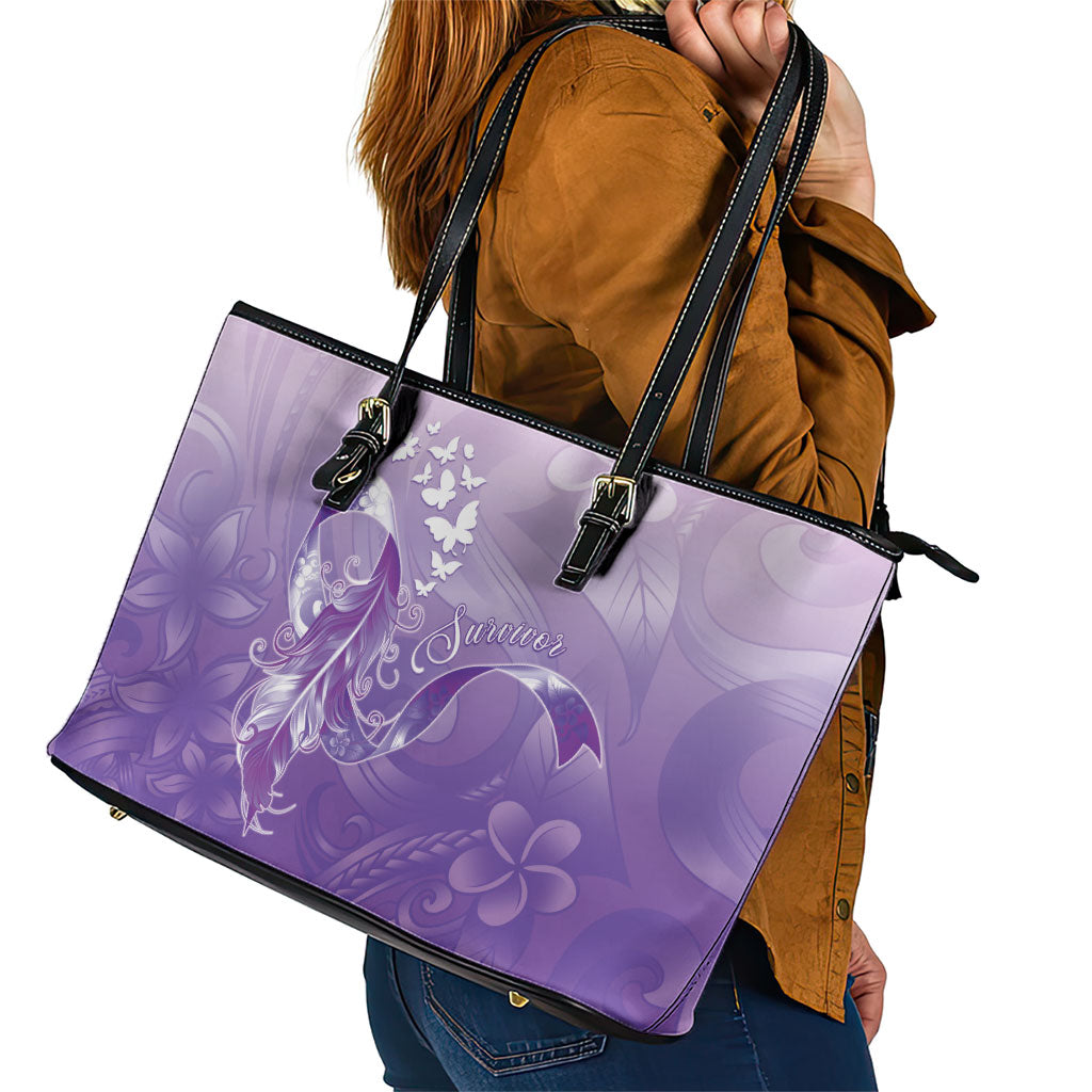 Lupus Awareness Month Leather Tote Bag Polynesian Style
