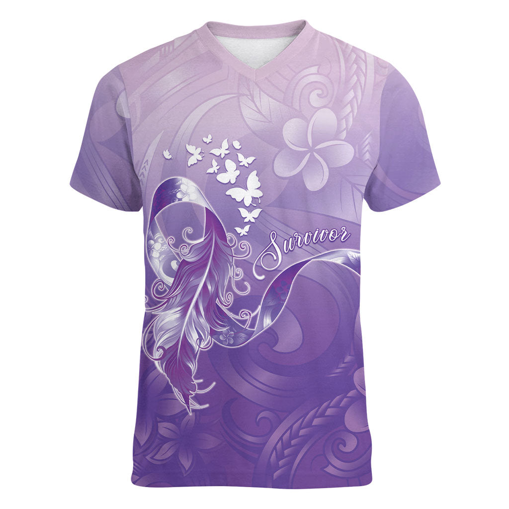 Lupus Awareness Month Women V-Neck T-Shirt Polynesian Style LT05 Female Lilac - Polynesian Pride