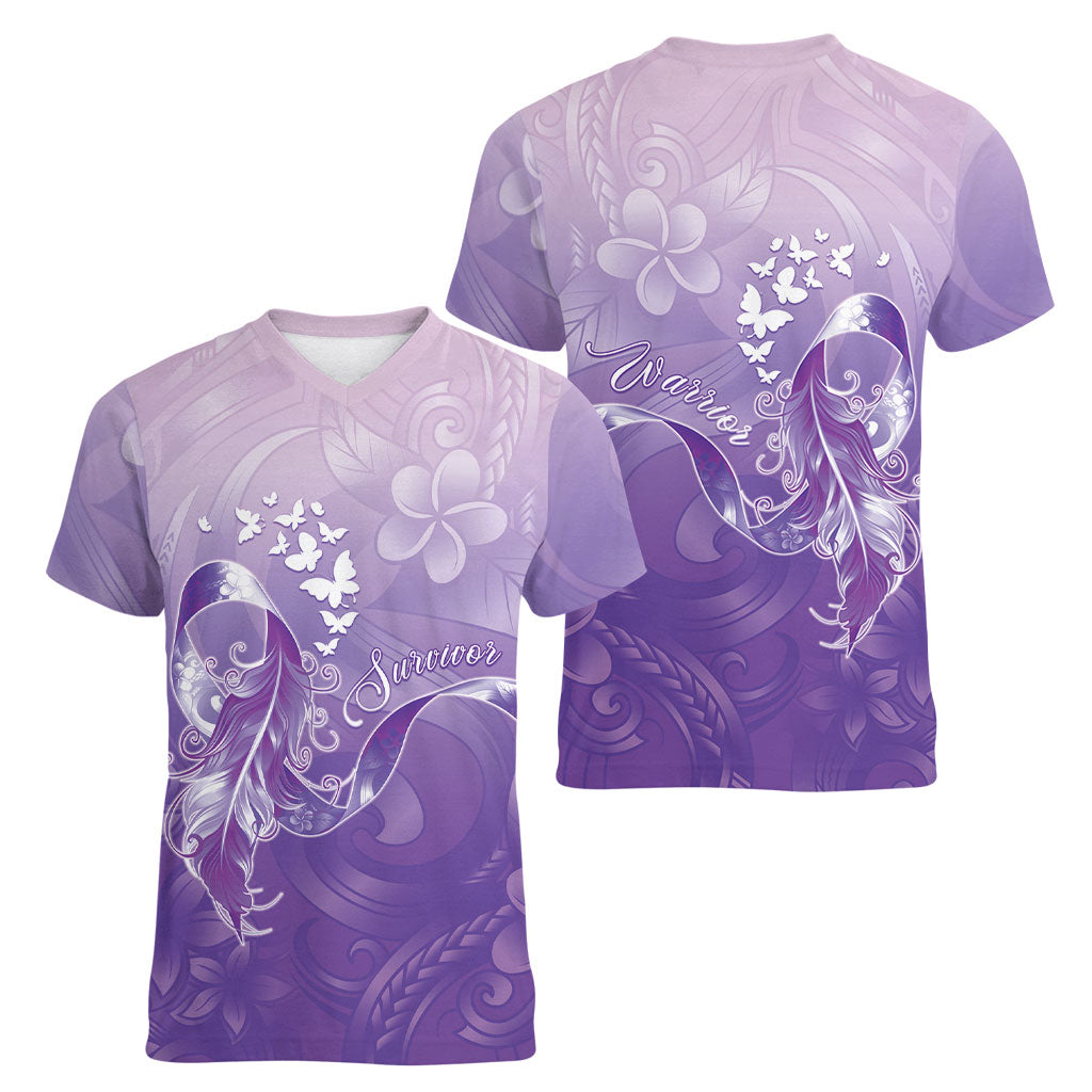 Lupus Awareness Month Women V-Neck T-Shirt Polynesian Style LT05 - Polynesian Pride