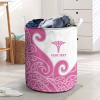 Personalised New Zealand Nurse Laundry Basket Maori Koru Pink Version