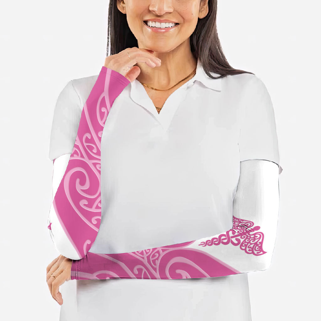 Personalised New Zealand Nurse Arm Sleeves Maori Koru Pink Version