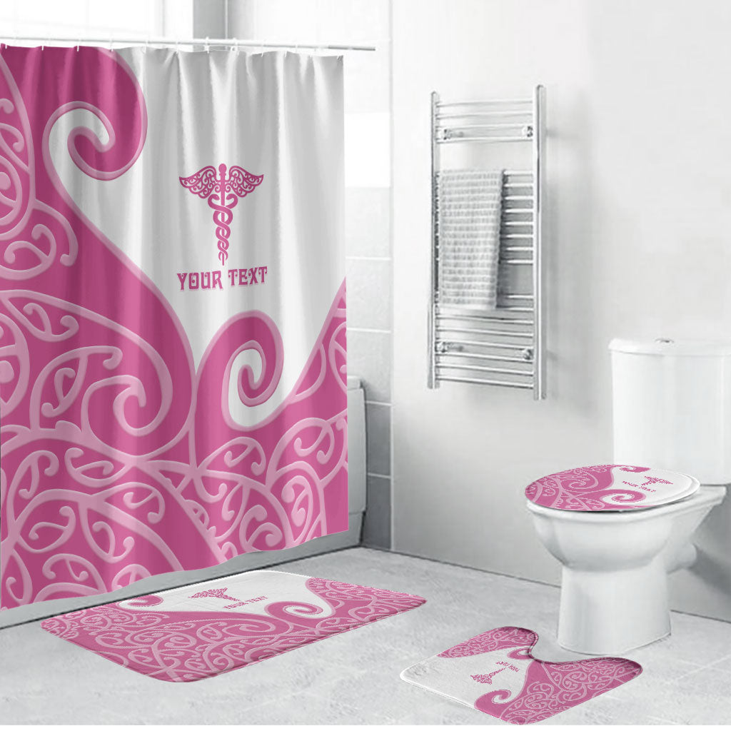 Personalised New Zealand Nurse Bathroom Set Maori Koru Pink Version