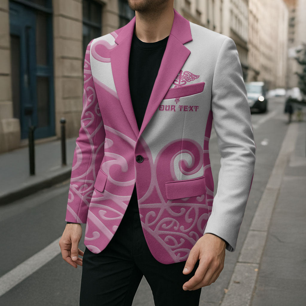 Personalised New Zealand Nurse Blazer Maori Koru Pink Version