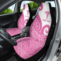 Personalised New Zealand Nurse Car Seat Cover Maori Koru Pink Version