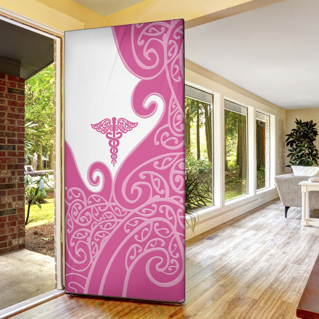 New Zealand Nurse Door Cover Maori Koru Pink Version LT05 - Polynesian Pride