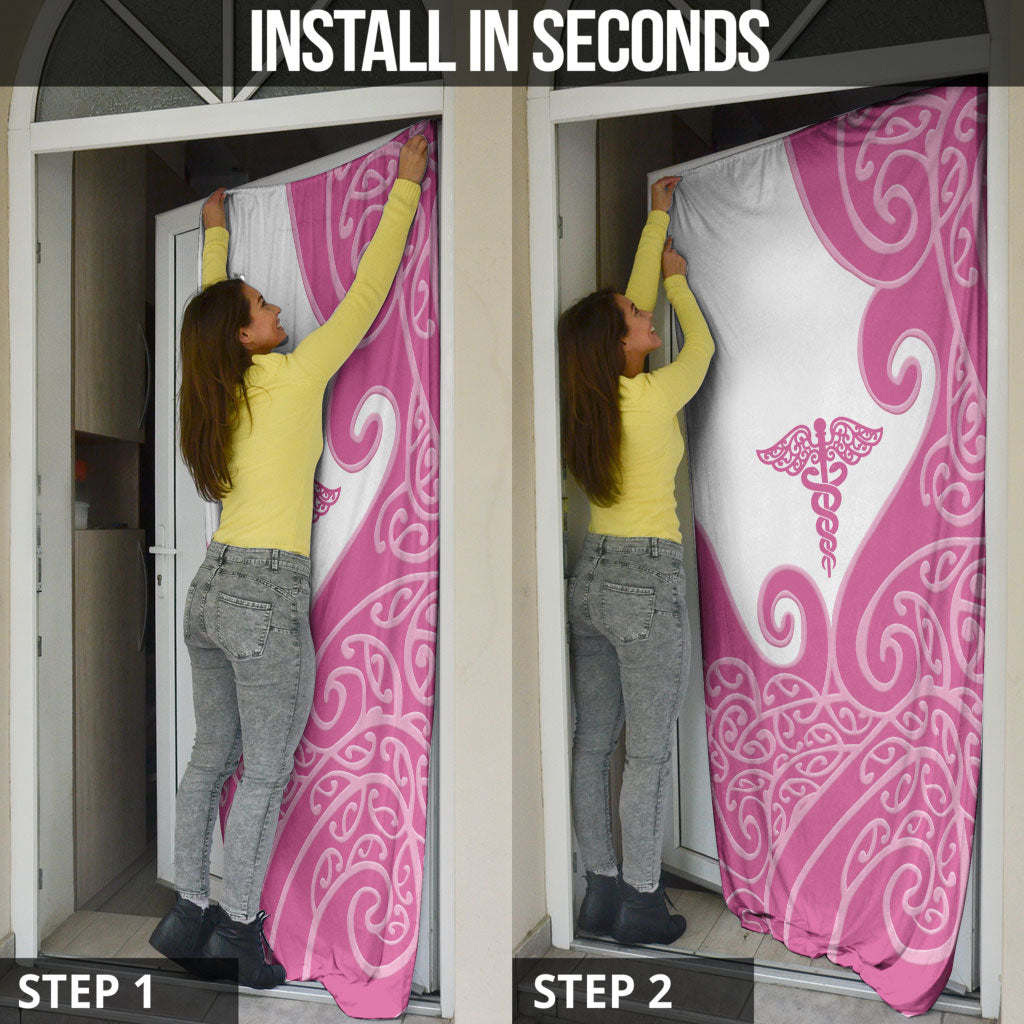 New Zealand Nurse Door Cover Maori Koru Pink Version LT05 - Polynesian Pride