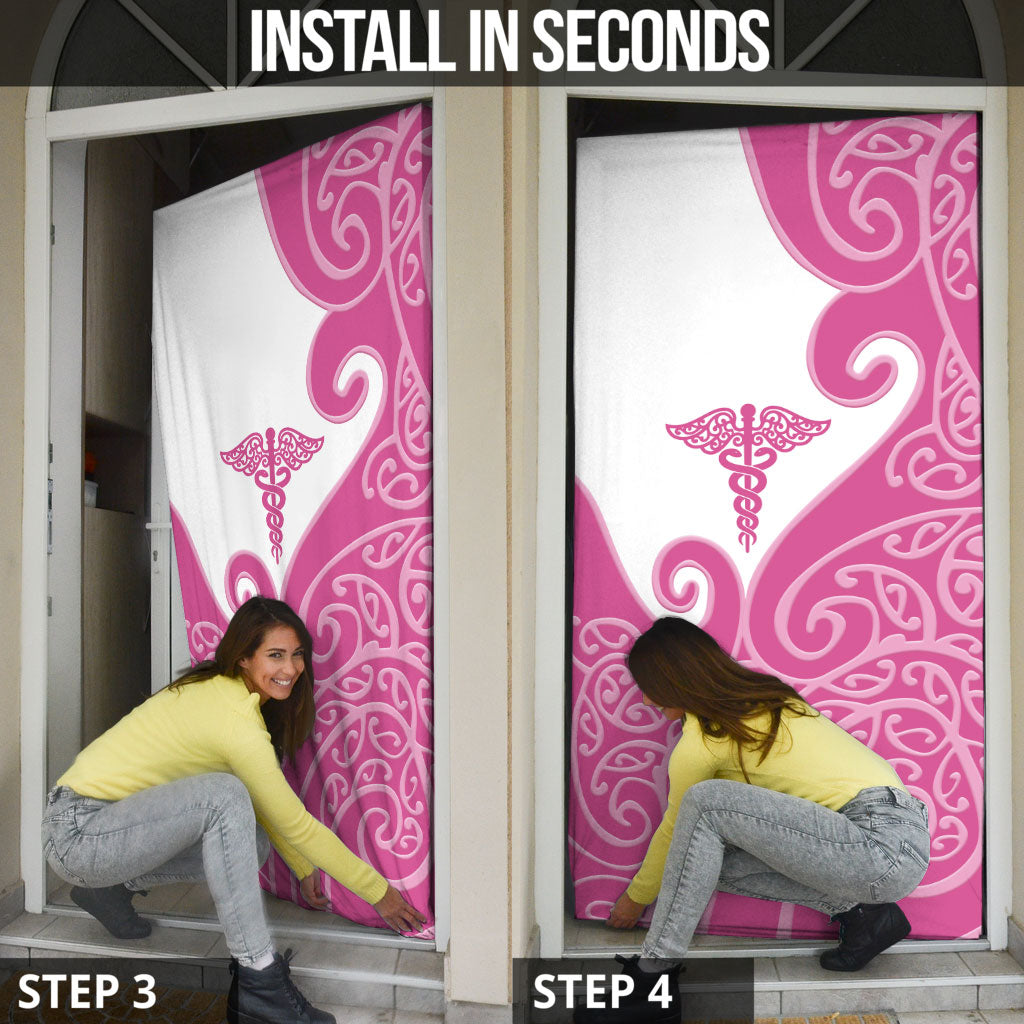 New Zealand Nurse Door Cover Maori Koru Pink Version LT05 - Polynesian Pride