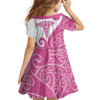 Personalised New Zealand Nurse Family Matching Mermaid Dress and Hawaiian Shirt Maori Koru Pink Version