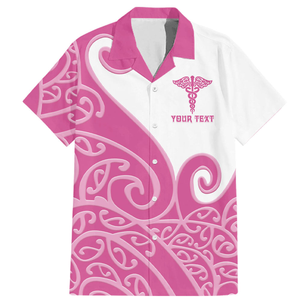Personalised New Zealand Nurse Family Matching Mermaid Dress and Hawaiian Shirt Maori Koru Pink Version