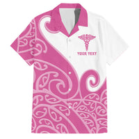 Personalised New Zealand Nurse Family Matching Puletasi and Hawaiian Shirt Maori Koru Pink Version
