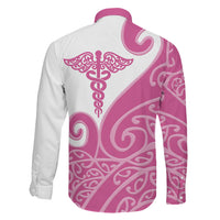 Personalised New Zealand Nurse Family Matching Puletasi and Hawaiian Shirt Maori Koru Pink Version