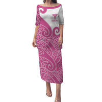Personalised New Zealand Nurse Family Matching Puletasi and Hawaiian Shirt Maori Koru Pink Version