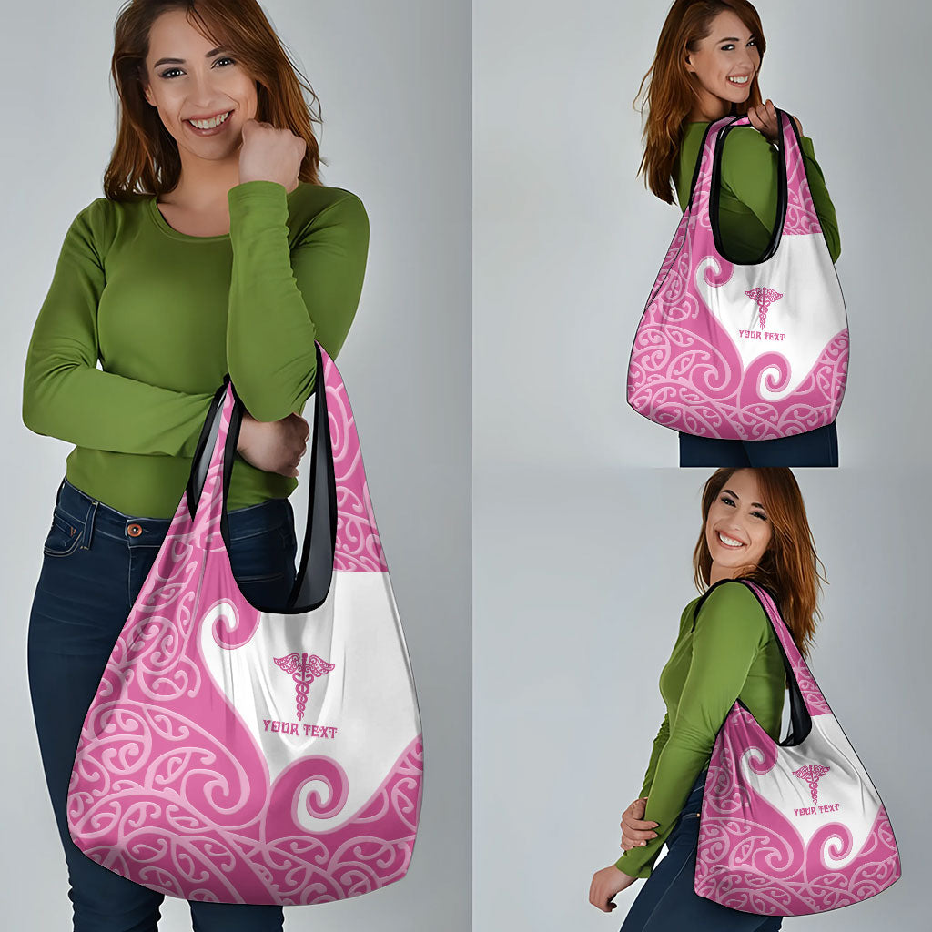 Personalised New Zealand Nurse Grocery Bag Maori Koru Pink Version LT05 - Polynesian Pride