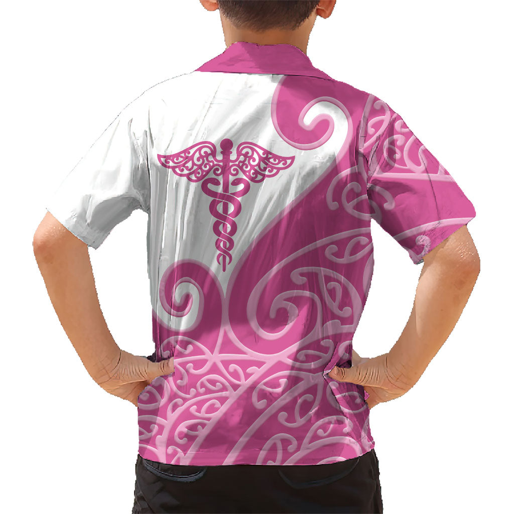 Personalised New Zealand Nurse Kid Hawaiian Shirt Maori Koru Pink Version