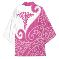 Personalised New Zealand Nurse Kimono Maori Koru Pink Version