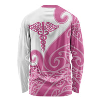 Personalised New Zealand Nurse Long Sleeve Shirt Maori Koru Pink Version LT05 - Polynesian Pride