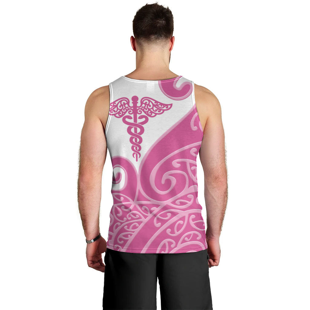 Personalised New Zealand Nurse Men Tank Top Maori Koru Pink Version