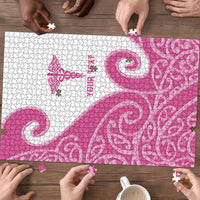 Personalised New Zealand Nurse Puzzle Maori Koru Pink Version