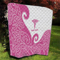 Personalised New Zealand Nurse Quilt Maori Koru Pink Version