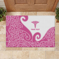 Personalised New Zealand Nurse Rubber Doormat Maori Koru Pink Version LT05 Pink - Polynesian Pride