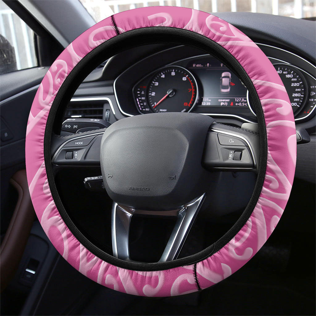 New Zealand Nurse Steering Wheel Cover Maori Koru Pink Version LT05 - Polynesian Pride