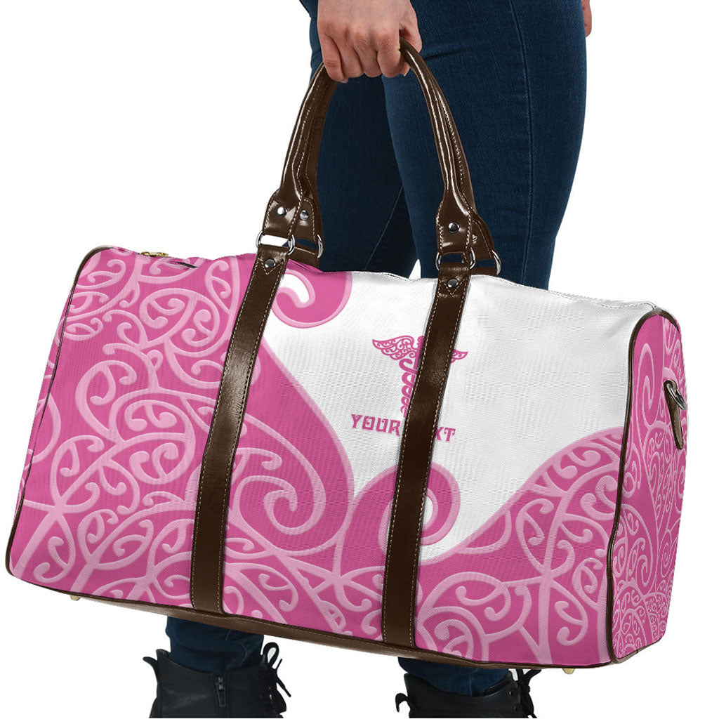 Personalised New Zealand Nurse Travel Bag Maori Koru Pink Version