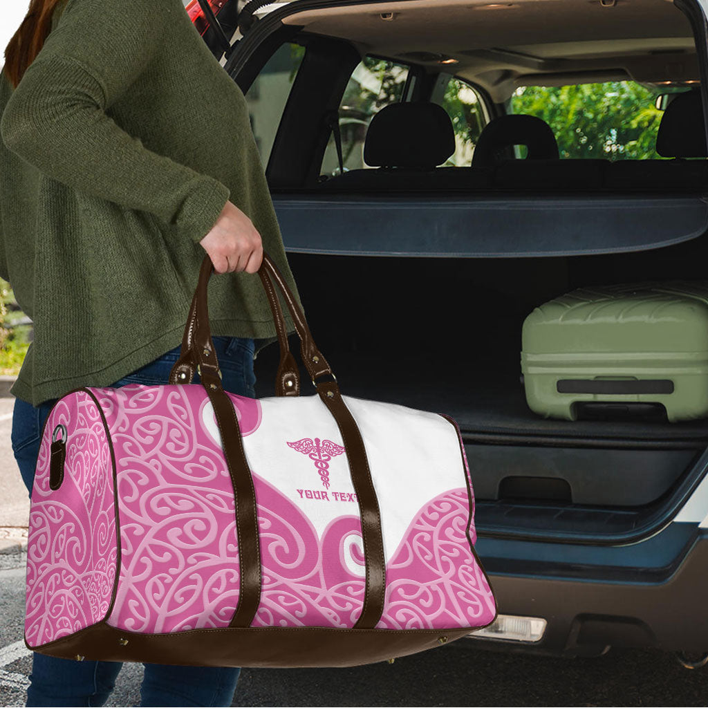 Personalised New Zealand Nurse Travel Bag Maori Koru Pink Version