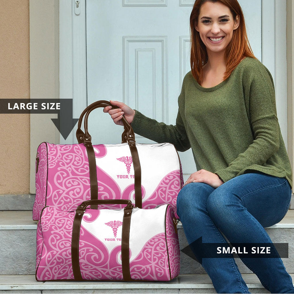 Personalised New Zealand Nurse Travel Bag Maori Koru Pink Version