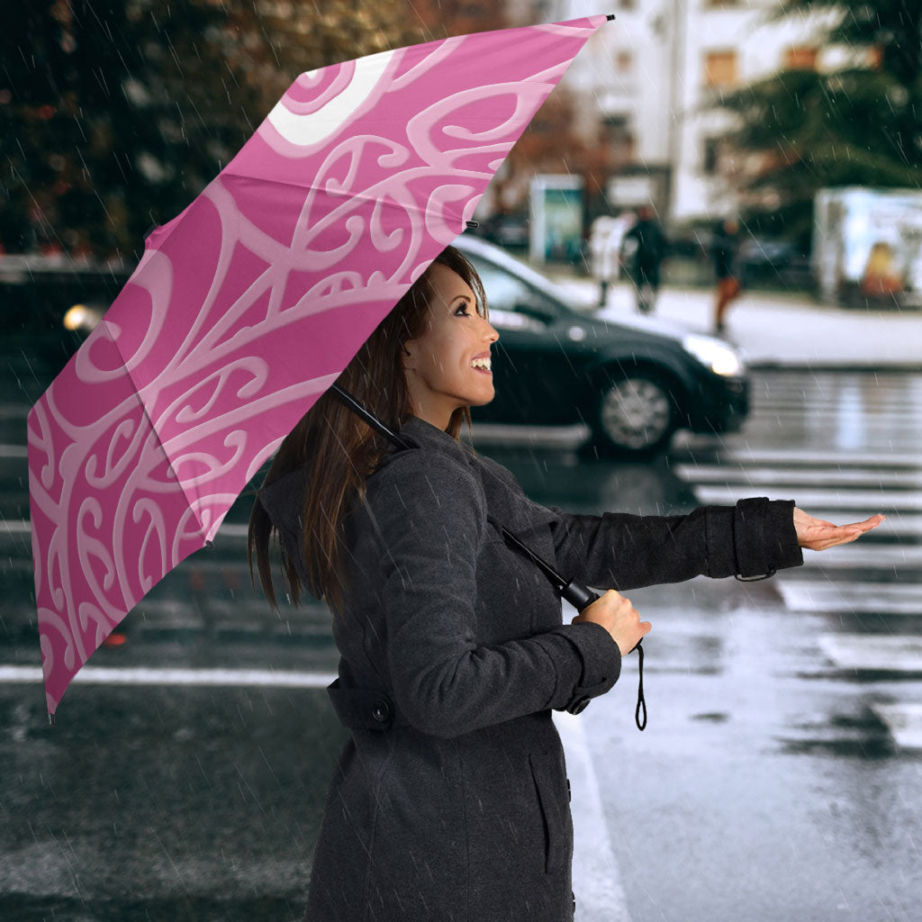 Personalised New Zealand Nurse Umbrella Maori Koru Pink Version