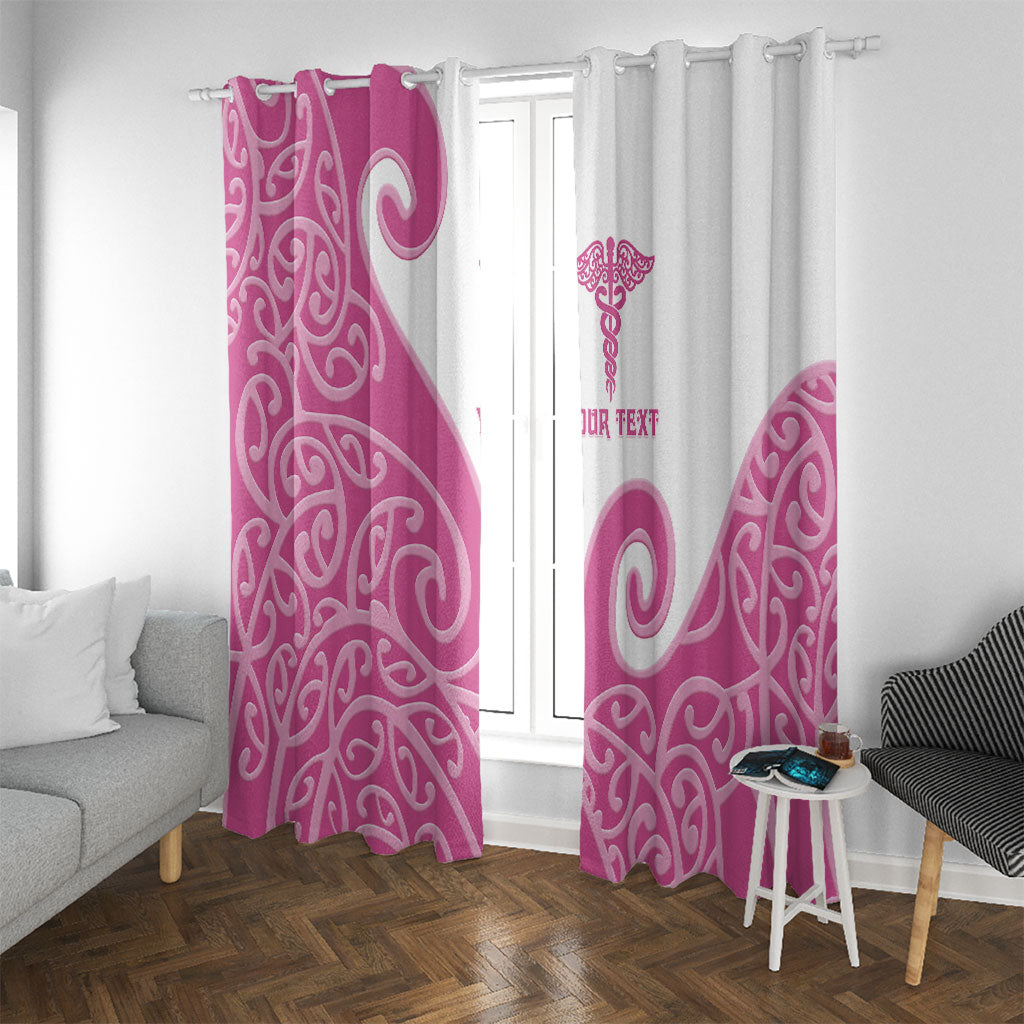 Personalised New Zealand Nurse Window Curtain Maori Koru Pink Version