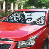 Personalised New Zealand Nurse Auto Sun Shade Maori Koru Black Version