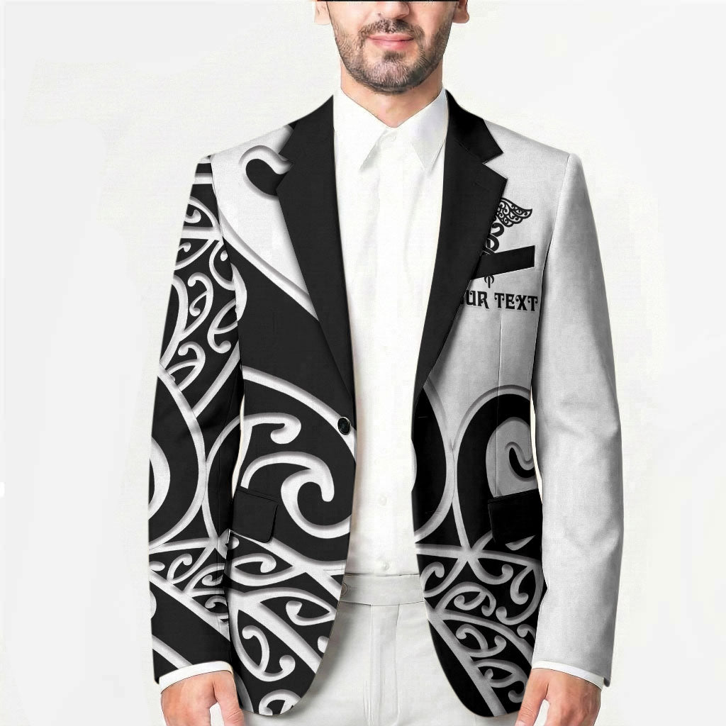 Personalised New Zealand Nurse Blazer Maori Koru Black Version