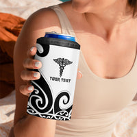 Personalised New Zealand Nurse 4 in 1 Can Cooler Tumbler Maori Koru Black Version