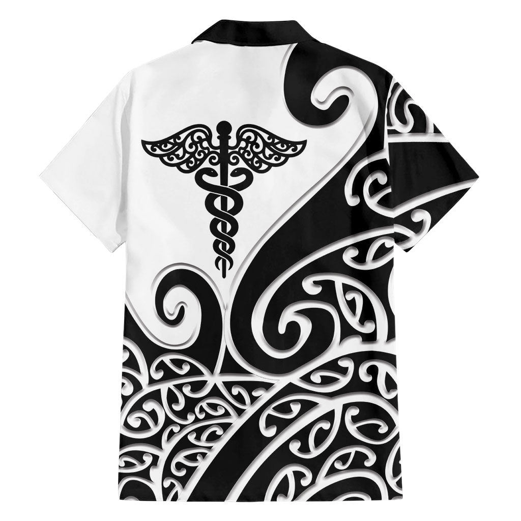 Personalised New Zealand Nurse Family Matching Mermaid Dress and Hawaiian Shirt Maori Koru Black Version