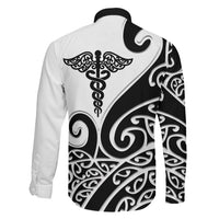 Personalised New Zealand Nurse Family Matching Off Shoulder Maxi Dress and Hawaiian Shirt Maori Koru Black Version