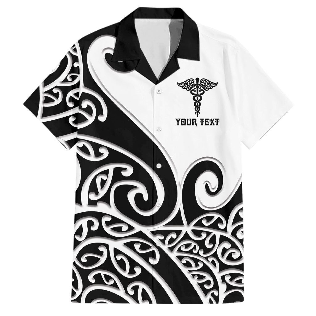 Personalised New Zealand Nurse Family Matching Summer Maxi Dress and Hawaiian Shirt Maori Koru Black Version