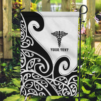 Personalised New Zealand Nurse Garden Flag Maori Koru Black Version