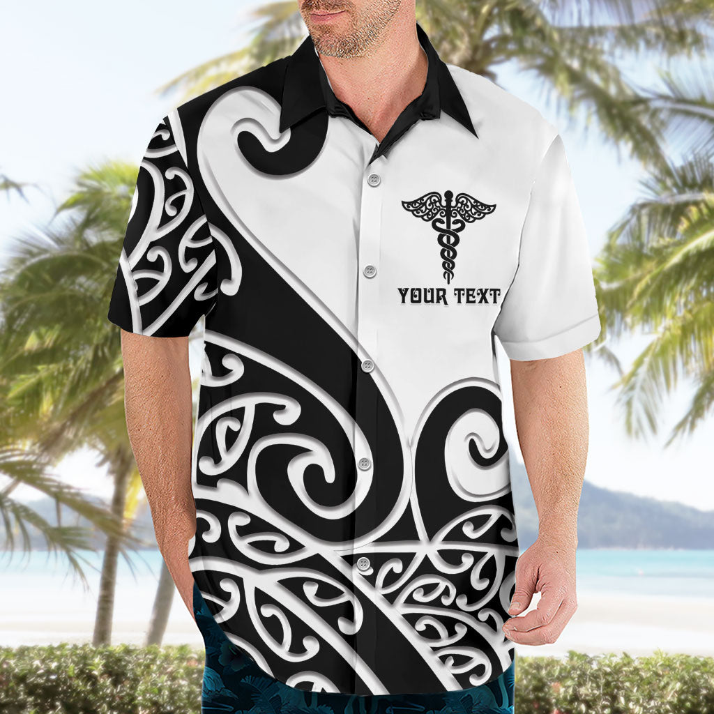 Personalised New Zealand Nurse Hawaiian Shirt Maori Koru Black Version