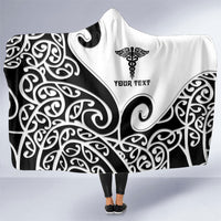 Personalised New Zealand Nurse Hooded Blanket Maori Koru Black Version LT05 One Size Black - Polynesian Pride