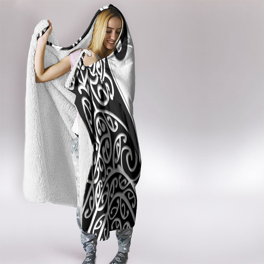 Personalised New Zealand Nurse Hooded Blanket Maori Koru Black Version LT05 - Polynesian Pride