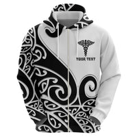 Personalised New Zealand Nurse Hoodie Maori Koru Black Version