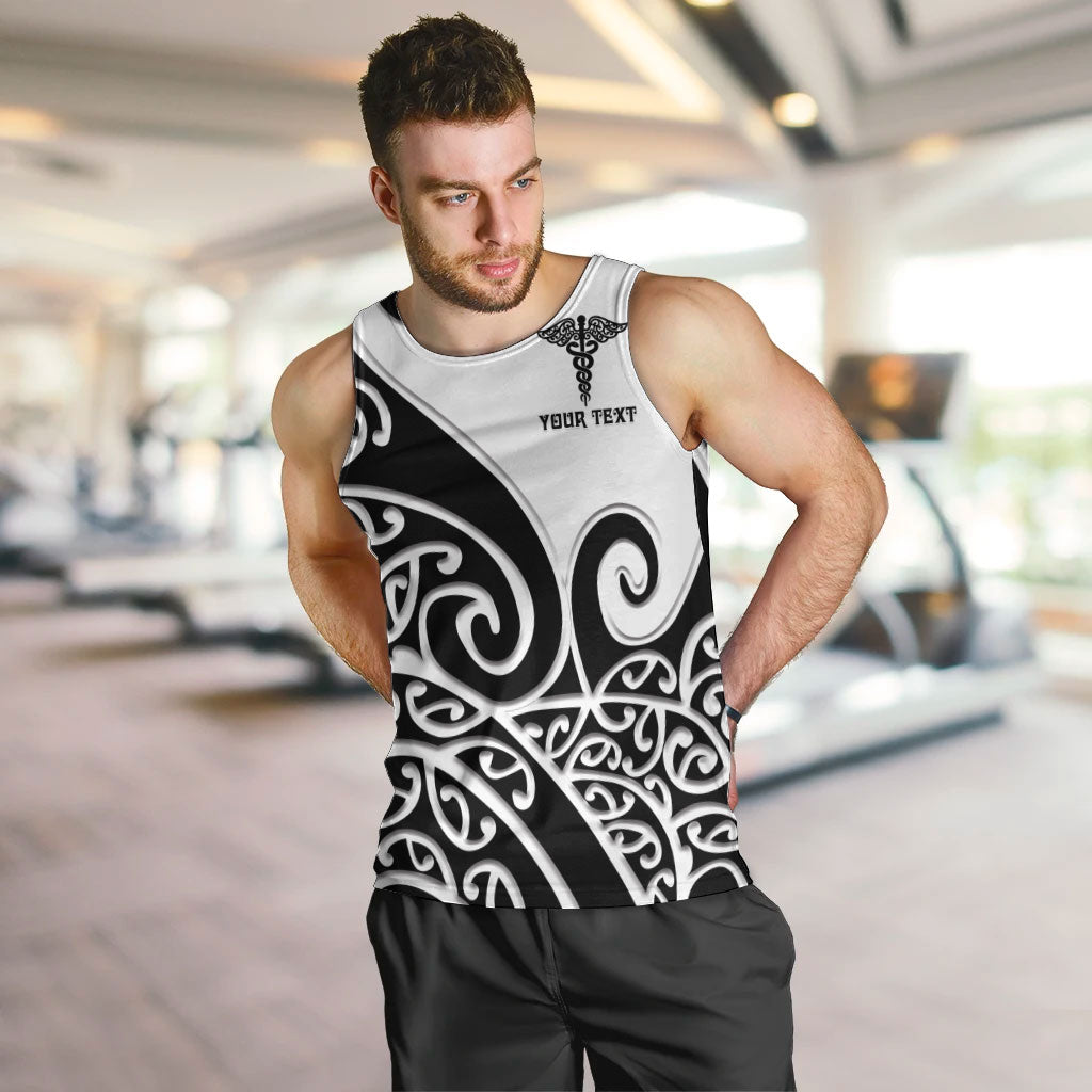 Personalised New Zealand Nurse Men Tank Top Maori Koru Black Version LT05 Black - Polynesian Pride