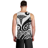 Personalised New Zealand Nurse Men Tank Top Maori Koru Black Version LT05 - Polynesian Pride