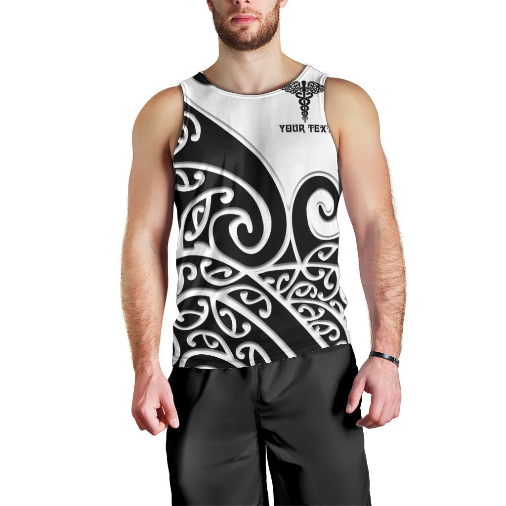 Personalised New Zealand Nurse Men Tank Top Maori Koru Black Version LT05 - Polynesian Pride
