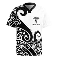 Personalised New Zealand Nurse Rugby Jersey Maori Koru Black Version LT05 Black - Polynesian Pride