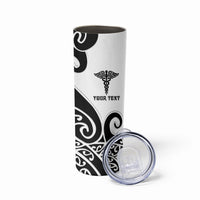 Personalised New Zealand Nurse Skinny Tumbler Maori Koru Black Version